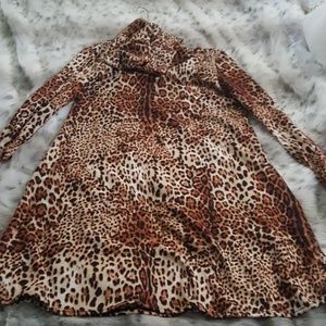 Cheetah print sweater dress with collar
